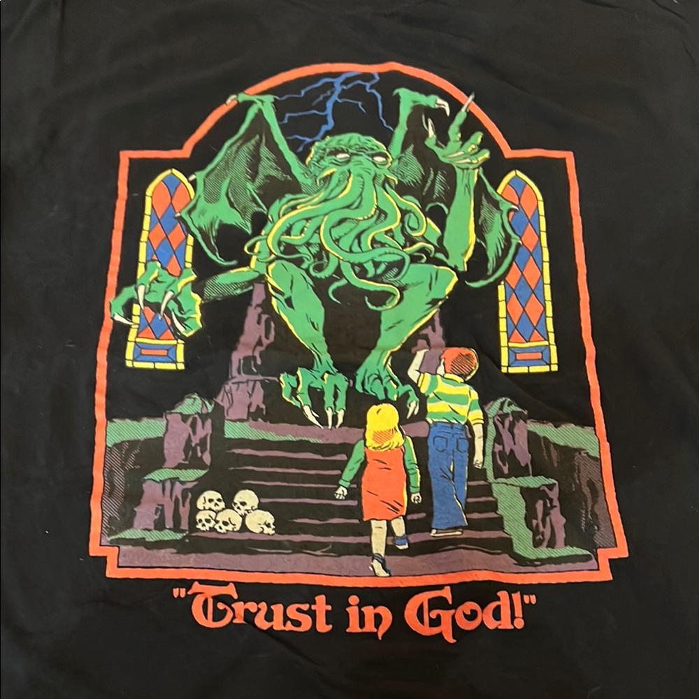 Black Graphic Tee with Cthulhu Design
